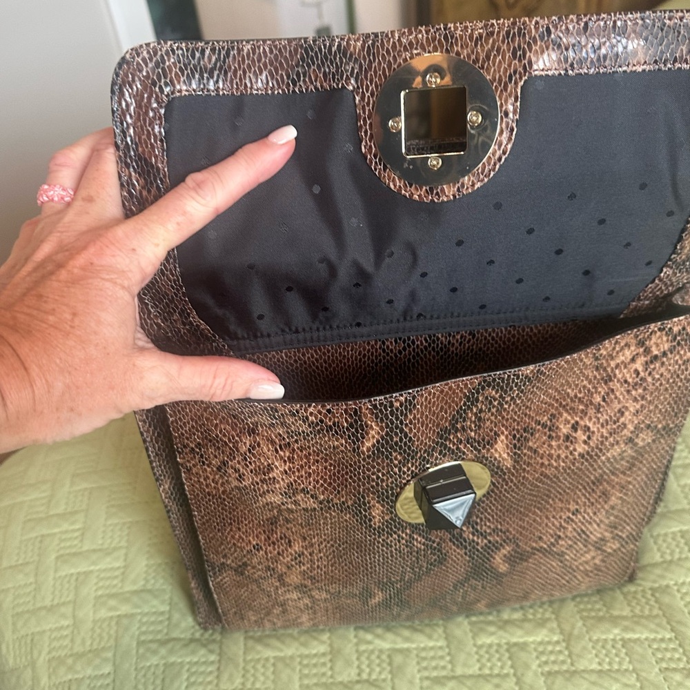 Kate Spade PXRU 3706 denee leather bag. Snakeskin effect leather Kate Spade tote - Picture 9 of 16